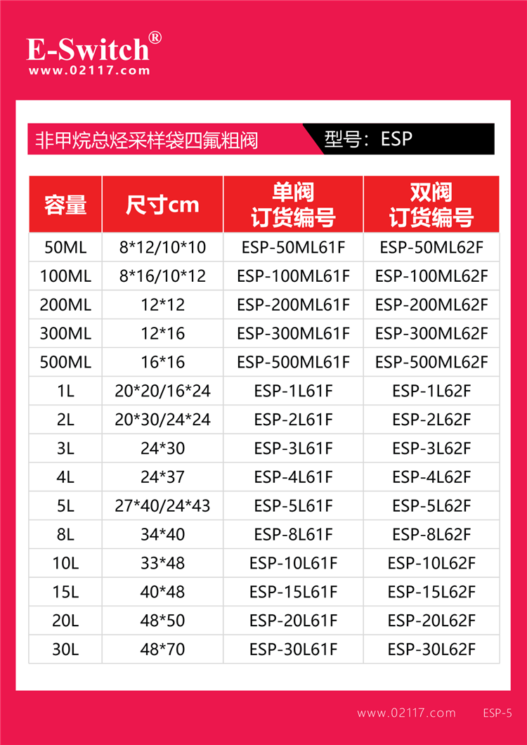采樣袋規(guī)格ESP-2024.01.08-1-23