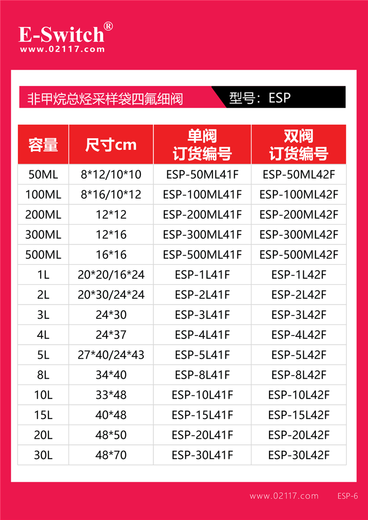 采樣袋規(guī)格ESP-2024.01.08-1-24