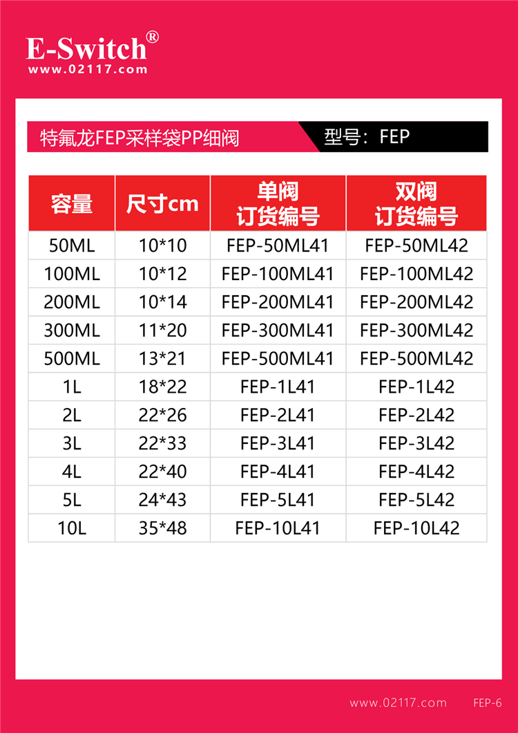 采樣袋規(guī)格FEP-2024.01.08-1-14
